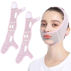 Facial Face Support Tool Non-thin Face Carving Lifting Mask Non-thin Face Bandage (Option: Pink Covered Nose Opening)