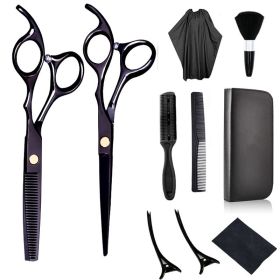 Household Flat Cut Color Hair Salon And Haircut Scissors Set (Option: Black-10PCS)