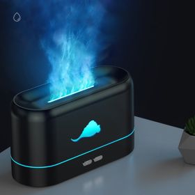 1pc Flame Air Diffuser, Humidifier, Portable Noiseless Aroma Diffuser For Home, Office Yoga Essential Oil Diffuser With Water Auto-Off Protection (Bla (Style: 3Color LED Light, Color: Black Color)