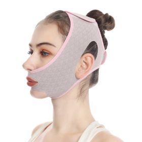 Facial Sleep Small V Face Bandage Mask (Option: 046 Pink Edge Pattern)